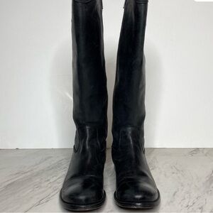 Frye Melissa Button Inside Zipper Black Leather Riding Boot 6.5 B